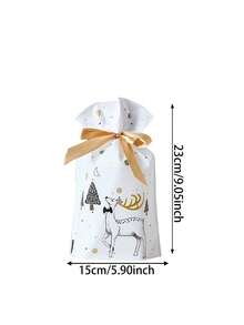 Christmas Gift Bags With Gold Ribbon, Reindeer And Tree Pattern Candy Bags, Suitable For Holiday Party Gifts, Small Gift Packaging, Christmas Stocking Fillers, Christmas Party Gift Decoration Supplies - Multicolor - View 4