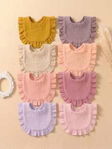 4PCS/8PCS Girls Autumn Cute Candy Color Baby Bibs, Soft Skin-Friendly Princess Baby Drool Bib Set, Suitable For Daily All-Season Use - Multicolor - View 12