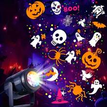 1PC Halloween Rotating Pattern Projection Light, USB Powered Halloween Atmosphere Spotlight, Pumpkin Bat Skull Dynamic Projection Light, Indoor Halloween Decorative Light, Adjustable Angle, 20 Patterns, Used For Rooms, Living Rooms, Bedrooms, Gifts - Black - View 4