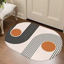 1pc Oval Flannel Door Mat, Soft Comfortable Absorbent Non-Slip Washable With Anti-Slip Backing, Suitable For Entrance, Living Room, Patio, Bedroom, Kitchen, Laundry Room, Bathroom, Multi-Functional Home Floor Mat, Entryway Rug, Kitchen Bathroom Carpet, Holiday Decor - Multicolor - View 6