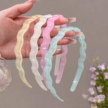 4pcs/2pcs/1pc Mermaid Princess Transparent Jelly Acrylic Wavy Headband, Non-Slip With Teeth, For Face Washing, Transparent Hairband, Women's Vacation Hair Accessory - Multicolor - View 10