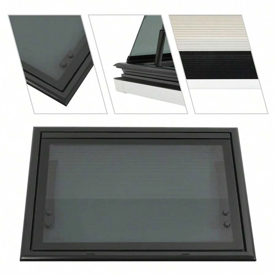 Wohnmobilfenster Ausstellfenster inkl. Verdunklung Seitenfenster, Wohnwagen Fenster 85° RV Externes Push Fenster, Klappbares Ausstellfenster Camper (500x300mm) - 500x350mm-Gerader Winkel - Übersicht 1