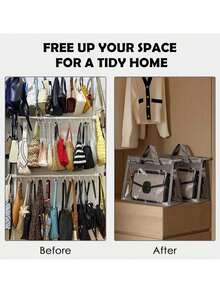 Handbag Dust-Proof Storage Bag, Purse Organizer, Wallet Protective Cover, Zippered Closet Hanging Bag, 3 Sizes Transparent Dust-Proof Bags, Suitable For Handbags, Suitable For Women And Girls - Multicolor - View 8