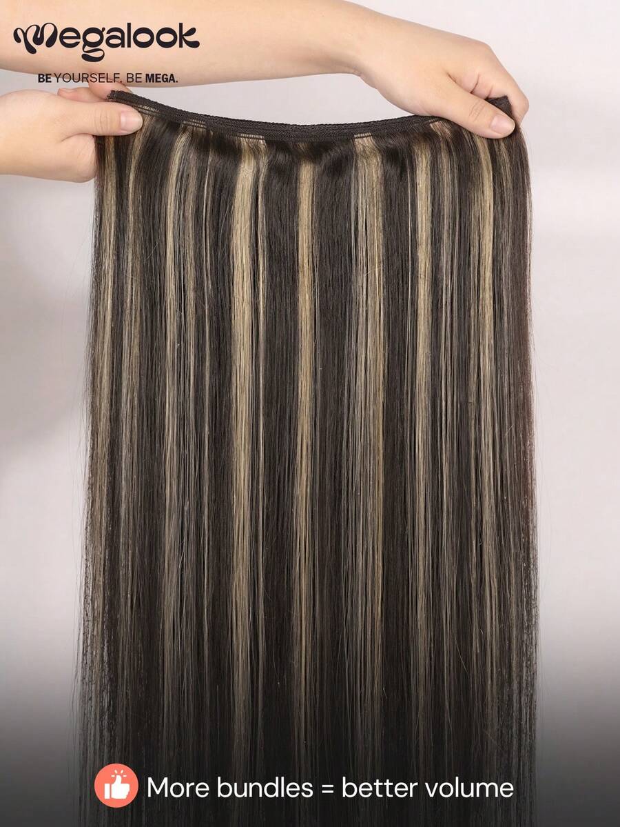 MEGALOOK 1件漸層挑染絲滑直髮束,100%處女人髮接髮,柔軟不糾結,10A天然未加工巴西髮束,適合女性 - 彩色 - 查看 1