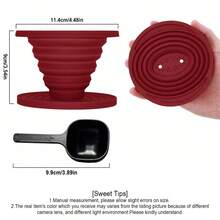 L LEESEPH Reusable Pour-Over Coffee Filter With Coffee Scoop, Foldable Silicone Travel Cup, Portable Camping Pour-Over Coffee Filter, Suitable For Home, Camping, Travel, Office, Backpacking, Hiking, Coffee Accessories - Multicolor - View 2