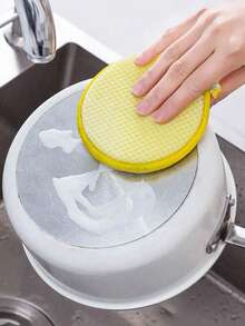 10/5/1pc Round Double-Sided Household Cleaning Sponge Brush, Soft And Comfortable, Non-Greasy, Removes Stains, Suitable For Kitchen Stove, Range Hood And Home Cleaning - A - View 2
