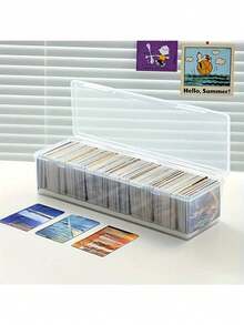 2pcs 6-Compartment Transparent Plastic Storage Containers With Flip Lid Design, Suitable For Storing Business Cards, Game Cards, Craft Supplies And Small Parts, Durable Divided Practical Box, Suitable For Office Desk And Tool Room Use - Pink - View 4
