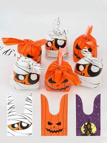 10pcs/20pcs/30pcs/50pcs Tas Serut Telinga Kelinci Kartun Halloween, Tas Permen Motif Mumi Rumah Hantu, Tas Hadiah Liburan Trick-Or-Treat, Tas Kemasan Hadiah Pesta, Tas Penyimpanan Hadiah Kecil Bertema Halloween - Tas kemasan hadiah - View 5