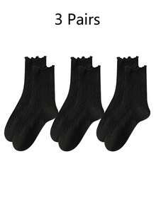 1/3/6 Pasang Kaos Kaki Rajut Longgar Berbentuk Berlian Berongga dengan Tepi Bergelombang untuk Wanita, Kaos Kaki Pendek Setengah Betis yang Ringan, Bernapas, dan Lucu - MultiWarna - View 18
