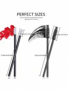 100pcs Disposable Mascara Brush Set With Lip Gloss Brush Head, Nylon Bristles, Suitable For Neutral Skin, Fragrance-Free, ABS Plastic Handle - Multicolor - View 2