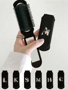 2-In-1 Foldable Hair & Makeup Mirror – Portable, Tabletop, Contemporary Beauty Tool For Travel,Folding Comb With Makeup Mirror, Easy To Carry, Perfect For Travel Outgoing Use, Dual-Use Air Cushion Comb, Scalp Massage Hair Comb - Multicolor - View 2
