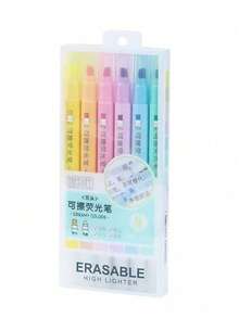 6pcs/Set Erasable Fluorescent Markers, Colorful Doodle Markers, Suitable For Students Note-Taking & Highlighting, Suitable For Note-Taking, Students And Office Workers, Back To School Gift - Multicolor - View 9