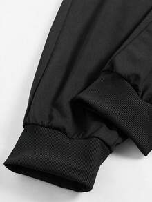 [Men's Plus Size] Spring/Summer New Men's Casual Pants, Knitted Elastic Waistband Drawstring Sweatpants, Letter Print Pattern, Suitable For Outdoor Activities And Jogging - Black - View 6