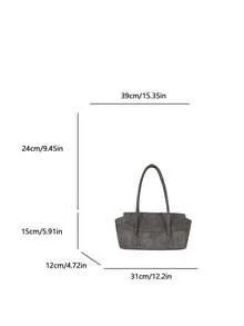 Vintage Baguette Underarm Bag For Women, Minimalist Flap Long Handle Tote Bag, Niche Premium Commuter Shoulder Bag - Grey - View 11