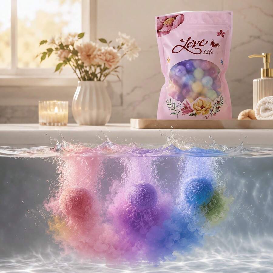60pcs Mini Bath Bomb Gift Set, Colorful Floral Bath Salts, Cute Floral Scented Spa Bath Bombs, Birthday Gift For Girlfriend, Wife, Mom - 12 Fragrances - View 1