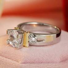 Fashion Luxury Round Women's Ring, Exquisite Wedding Engagement Ring, Holiday Gift - Silver - View 8