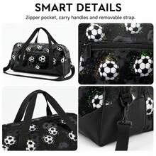 Tas Travel Bermotif Sepak Bola dengan Resleting, Dua Pegangan Atas, Tali Bahu yang Dapat Diatur, dan Kantong Depan, Tas Olahraga Sepak Bola Kapasitas Besar yang Dirancang untuk Anak Laki-laki dan Anak-anak, Cocok untuk Latihan Tim, Olahraga di Gym, Berkemah, Kompetisi Permainan, dan Perjalanan Singkat Akhir Pekan - SEPAKBOLA-2 - View 3
