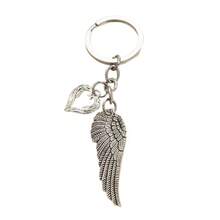 1pc Hollow Heart Angel Wing Keychain, Women's & Men's Handbag Accessory, DIY Jewelry Souvenir Gift - Antique Silver - View 5