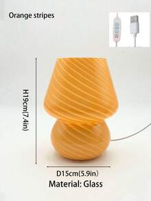 Modern Amber Glass Mushroom LED Table Lamp, USB Powered Water Ripple Table Lamp Suitable For Bedroom Bedside - one-size - View 15