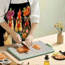 1pc Playful Floral Decor Chicken Pattern Apron, Suitable For Home Kitchen, Housework And Gift Giving - Multicolor - View 2