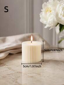 1pc Luxury Style Ivory White Striped Cylindrical Scented Candle, 1.97 Inch Diameter White Fragrance Candle, Suitable For Creating Atmosphere, Photography Props, Tabletop Center Decoration, Great Gift Choice, Gift For Women - Multiple Styles - View 14