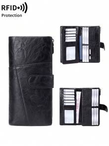 MIYIN Fashionable Retro Patchwork Design Women's Wallet RFID Anti-Theft Multi-Function Large Capacity Tri-Fold Wallet Credit Card Holder Can Store Credit Cards/ID Cards/Coins/Cash/Receipts, Women's Double Zipper Clutch - Multicolor - View 18