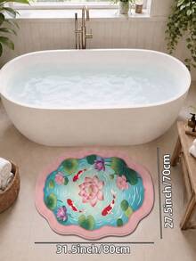 DAJIANG 1PC Lotus & Koi Fish Carpet Area Rug Suitable Bathroom, ,Outdoor, Indoor, Runner Corridor, Bedroom, Living Room, Beside Throw Rugs Machine Washable Rug, Easy Clean Entryway Mat, Anti-Slip Backing Rugs For Bedroom Decor Bathroom Decor Fall Decor - Multicolor - View 14