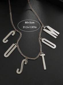This Unique And Stylish Stainless Steel Waist Chain Features A Custom-Designed English Letter Pendant. Its Distinctive And Understated Design Makes It Perfect For Occasions Such As Mother's Day, Valentine's Day, Birthdays, Anniversaries, And Graduations. The Silver Color Adds A Fashionable And Unique Touch, Making It An Ideal Gift For Your Loved Ones, Boyfriend, Girlfriend, Parents, Family, Or Friends. Suitable For Anniversaries, Graduations, Dances, Parties, And Other Special Occasions, It's Also Suitable For High School Students, University Students, Freshmen, Sophomores, And Lower-Year Students. Silver Waist Chain - Silver - View 3