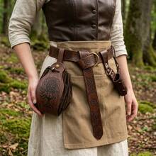 1 Set 3pcs Medieval Vintage Knight Belt - 165cm Length, Renaissance Style PU Leather Belt & Wallet, Sword Scabbard Set, Viking Warrior Cosplay, Unisex, Suitable For Halloween LARP Events - A - View 2