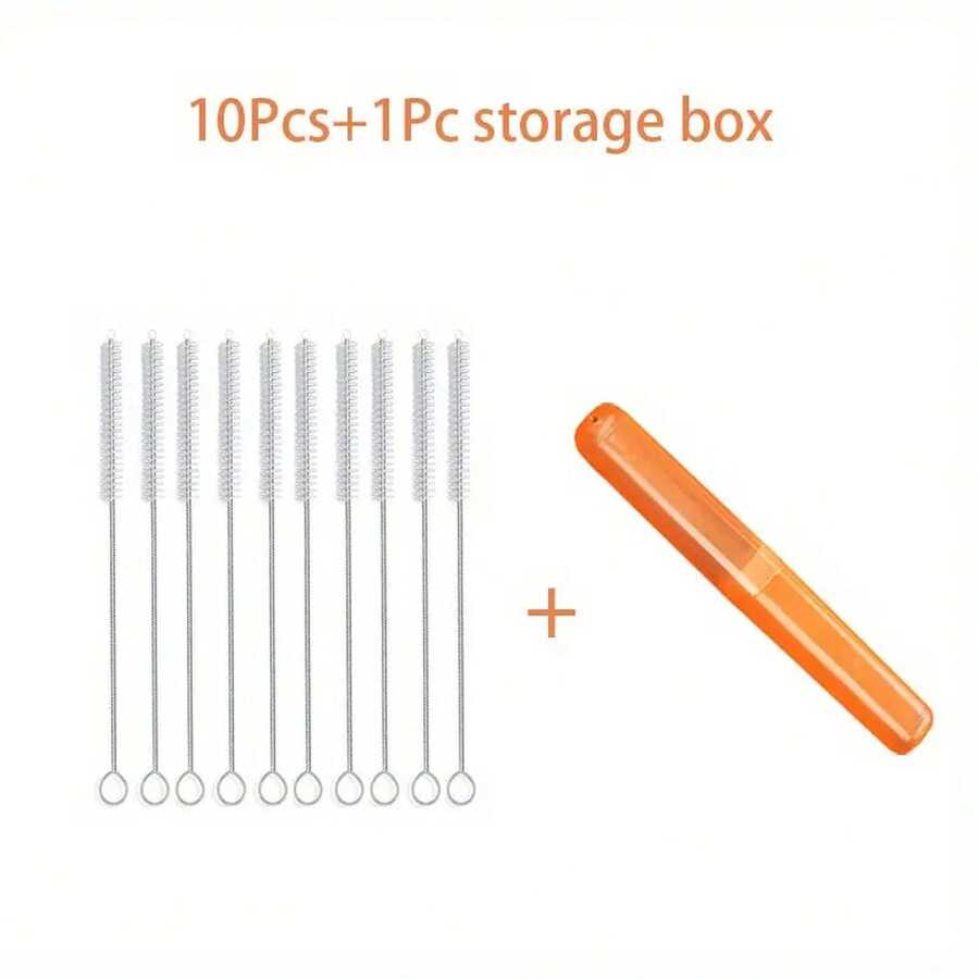 Simple Modern 10 Straw Brushes+1 Storage Box, Extra Long Straw Cleaning Brush Set Cleaner - Suitable For Large Cups, Straw Cups, Water Bottles, Etc - Pack Of 10+1 Box - View 1