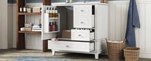 Bathroom Vanity Made Of Wood With Storage With Drawers Freestanding White - White - View 10