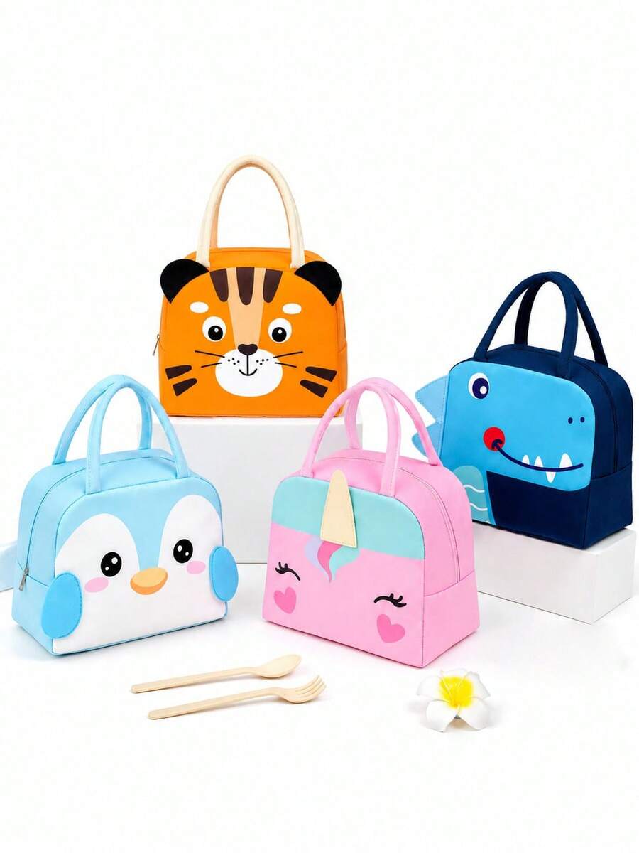 1pc Cartoon 3D Insulated Lunch Bag, Aluminum Foil Portable Handheld Bento Box Storage Bag For Outdoor Use - Multicolor - View 1