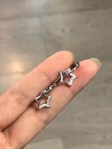1 Pair Exquisite Y2K Style Star Earrings, Women's Fashion Minimalist Party Earrings Jewelry Gift - Silver - View 3