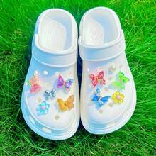 10pcs/Set Bunga & Kupu-kupu 3D dari Resin Dekoratif, Cocok untuk Sandal - Berwarna merah muda - View 4