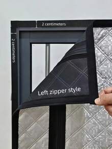 Winter Window Draft Solution! Thickened Aluminum Foil Zipper Thermal Curtain, Left-Opening Design No Need To Remove When Opening Window, Lock Temperature And Resist Cold All Winter - Silver Curtain With Black Trim, Left-opening Zipper - View 2