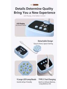 360° Rotatable Gooseneck UV Nail Lamp, LED Gel Nail Curing Light With 30&60s Timer, Portable Quick Dry Nail Lamp For Nail Extensions, Nail Rhinestone Glue, DIY Nail Art - Multicolor - View 10