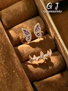 1pc Butterfly Open Ring, Exquisite Sweet Unique Niche Design, Suitable For Women's Daily Wear, Party And Gathering - Butterfly - View 1