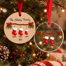Custom Festive Christmas Ornament, Personalized Family Name Labels, Merry Christmas Tree Hanging Decor For Gift Giving And Holiday Party Favors, Customized Xmas Stocking Ornament With 2-4 Family Names, Customizable Holiday Keepsake Gift. - Style C - View 5