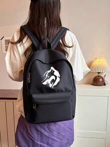 Mochila de nailon impermeable y resistente a las manchas, bolsillo de almacenamiento frontal de acceso rápido, apta para portátil de 14 pulgadas, para escuela secundaria, universidad, salidas góticas, fin de semana y recados - Multicolor - Ver 7