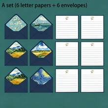 6/12/18/24Pcs Vintage Oil Painting Pattern Envelopes, Luxury Art Print Invitation Cards, Retro Elegant Greeting Card Envelopes For Wedding, Birthday, Christmas Party Decor - Oil Painting Envelope - View 11