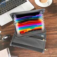 1pc A6 Expandable Zipper File Folder With Labels, 13 Pockets Organizer For Checks, Bills, Receipts, Vouchers - One Size Fits All - View 4