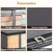 Contenitori Sottoletto, Scatole Vestiti con Finestra Frontale Trasparente, Organizer per Armadi e Contenitori per Asciugamani, V - grigio - Visualizzare 3