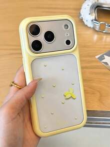 夏季可愛波點水果塗鴉手機殼，適用於 iPhone 17 Pro Max 16 Pro Max 17 Pro 17 16 Pro 15 Pro Max 14 Pro Max 16 15 14 Pro，可愛彩色邊框透明硬殼保護背蓋 - 黃色 - 查看 3