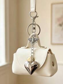 Mini Handbag Keychain, Bee & Heart Pendant Accessory Series, Coin Purse, Portable Small Bag Charm, Suitable For Loose Change And Coins - Multicolor - View 1
