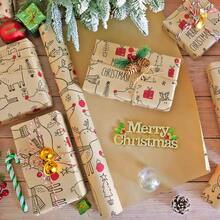 1 Roll Christmas Wrapping Paper -17 Inch * 49Feet -Wrapping Paper Roll For Christmas Gift Box Birthday Party Decoration- Lovely Deer Design Marry Christmas - 17in X 49feet - View 5