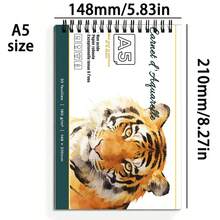 Sketchbook And Practice Book, A4/A5 Size, French Animal Pattern Cover, 30 Sheets 180g Acid-Free Watercolor Paper, Top Spiral Binding, Suitable For Drawing And Writing, Back To School Supplies For Students And Hobbyists - Multicolor - View 4