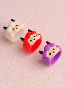 10 piezas/lote Anillos infantiles de animales de dibujos animados coloridos y lindos, regalos de fiesta de cumpleaños para amigos, accesorios para uso diario - 10 anillos de resina de animales - Ver 8