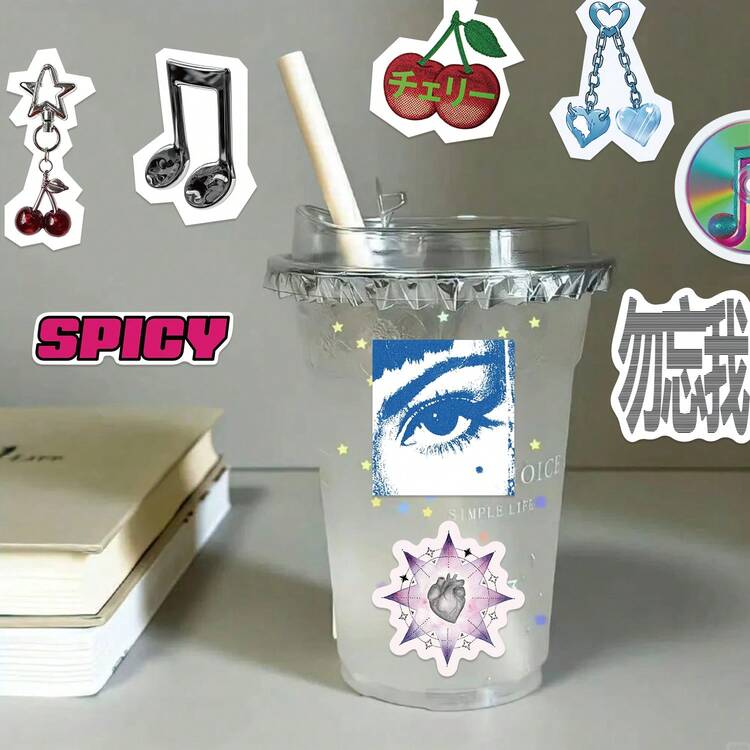 50PCS Retro-Cyber Stickers Cool Sticker For Luggage Car Bicycle Water Bottle Decal Sticker - Camel - View 8