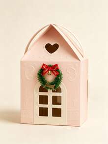 1pc Christmas House Shaped Gift Box With Handle, Cartoon Christmas Tree & Snowman Pattern Gift Packaging Box, Includes Gift Tag, Christmas Window Display Design Paper Dessert Box, Suitable For Winter Holiday Christmas Party Favors - Multicolor - View 11