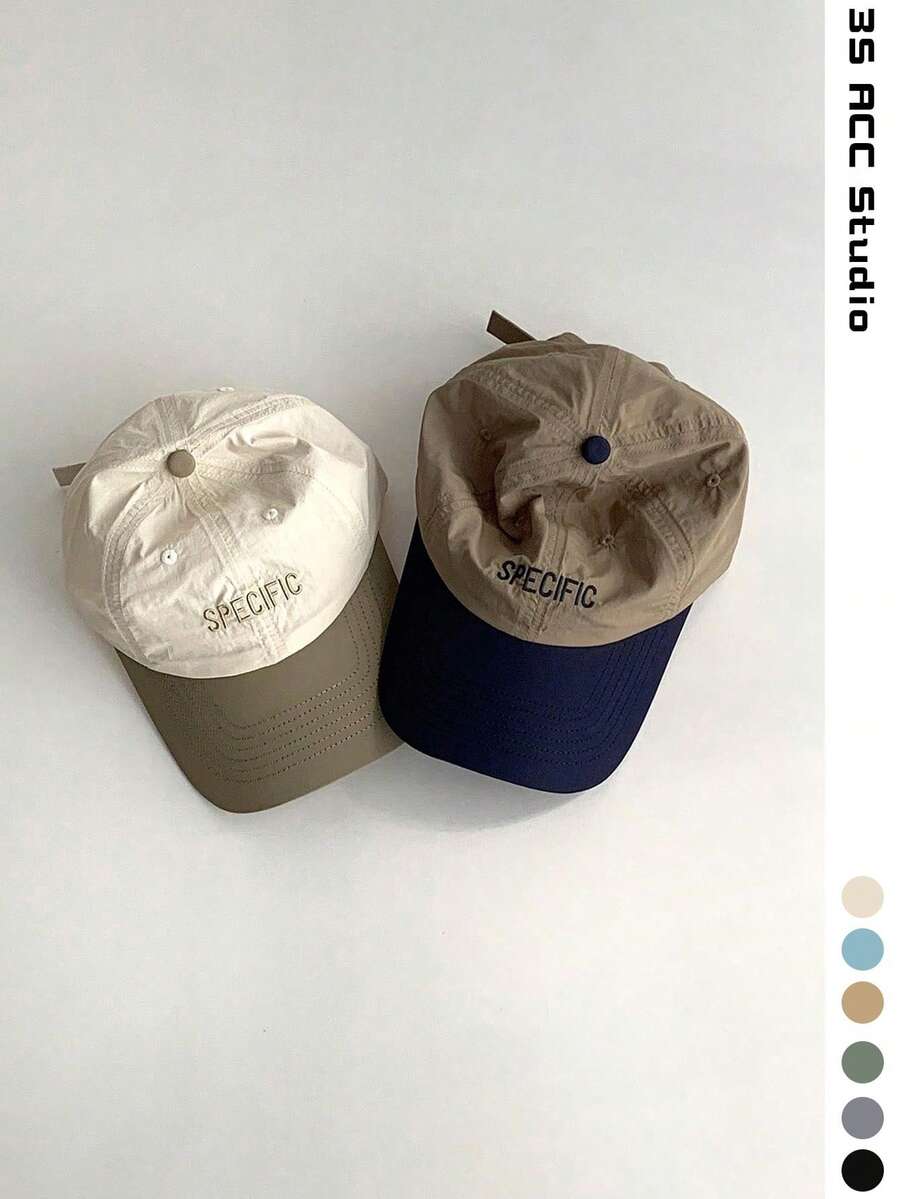 女款寬帽簷快乾 INS 極簡配色字母刺繡棒球帽，四季可穿，情侶個性化百搭修臉帽，男女通用配色刺繡字母棒球帽，夏季運動透氣薄款快乾棒球帽，聚酯纖維寬帽簷遮陽帽